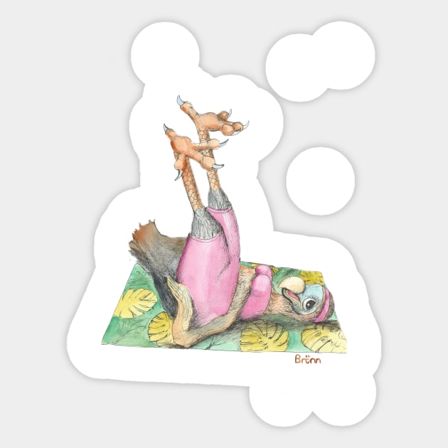 Dodo on a yoga mat mug sticker magnet mouse pad teeshirt apparel Sticker by The Dodo Gallery